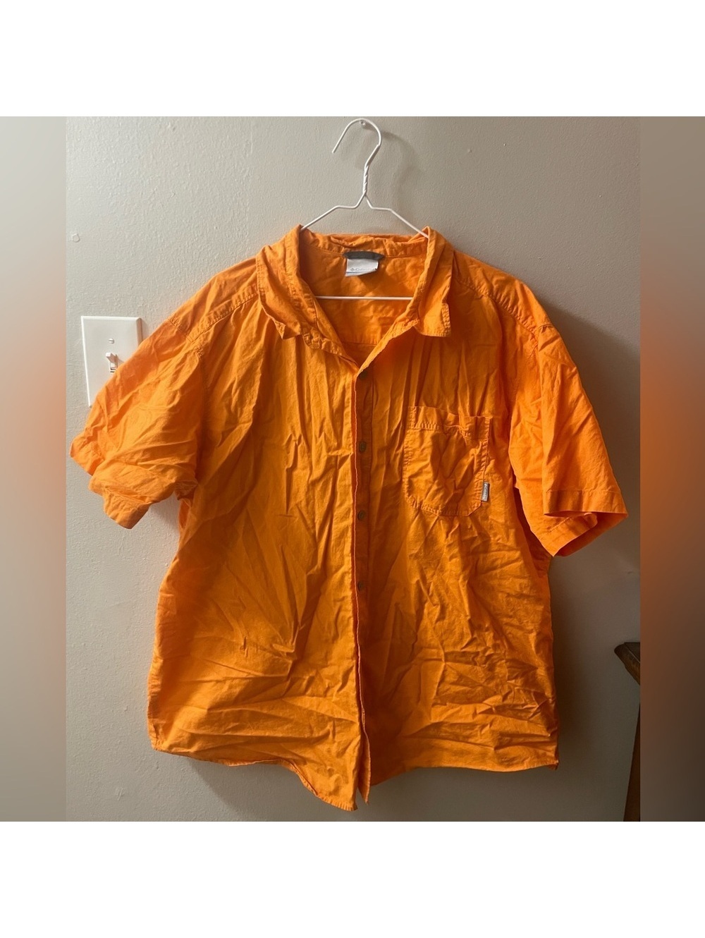 Men's Orange Short Sleeve Button Down Columbia XXL Tote7